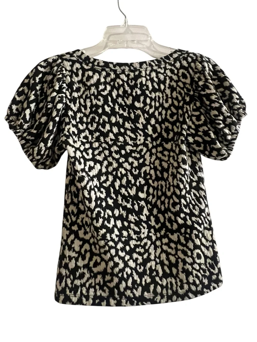 Free People Square Neck Puff Sleeve Top Animal Print XS